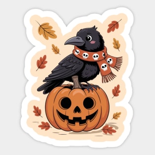 Crow and Pumpkin Sticker